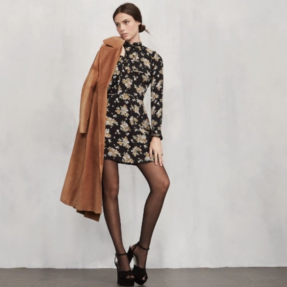 Reformation Charlie Mini Black Dress Floral Size 2 - Picture 4 of 9